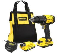 STANLEY FATMAX V20 Taladro atornillador percutor, SFMCD712C2S-QW | Inalámbrico. Incluye 2 baterías de iones de litio de 1,5 Ah, cargador de 1,25 A y bolsa de transporte, 18 V