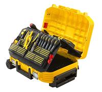 Stanley FMST1-75530-Maletín de herramientas con ruedas, reforzado con fibra de vidrio, estructura de acordeón, empuñadura telescópica con cubierta de goma. Incluye juego de herramientas de 104 piezas.