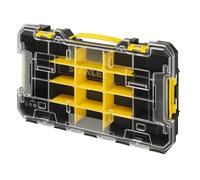 STANLEY® FATMAX® PRO-STACK™ - Organizador grande y poco profundo - Separadores extraíbles, tapa transparente, sistema de almacenamiento apilable portátil, asa de transporte, 43,8 x 7 x 24,5 cm para