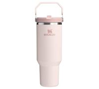 Stanley IceFlow 2.0 - Vaso con pajilla abatible con asa, 40 onzas, tapa giratoria y popote abatible, botella de agua resistente a fugas, acero inoxidable aislado, sin BPA, cuarzo rosa