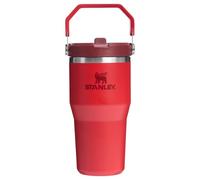 STANLEY IceFlow 2.0 - Vaso con popote abatible con asa, 20 onzas, tapa giratoria y popote abatible, botella de agua a prueba de fugas, acero inoxidable aislado, sin BPA, rojo chile