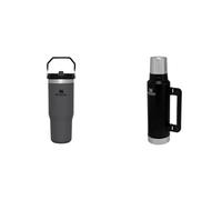 Stanley IceFlow Flip Straw Botella Agua con Pajita 0.89L - Conserva el Frío 12 Horas - Antifugas & Classic Legendary Botella Termica 1.4L Matte Black - Mantiene Frío o Calor 40 Horas