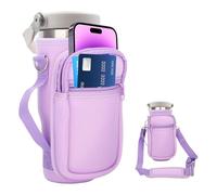 Stanley Iceflow - Vaso con popote abatible de 30 onzas, funda para botella de agua, bolsa con correa, bolsillo para teléfono/accesorios, añade asa para popote Stanley Flip (morado)
