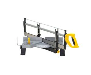 STANLEY Ingletadora con sierra, 7 ángulos seleccionables, mango antideslizante, incluye sierra trasera de 560mm, anchura de corte 45°=103mm / 90°=165mm, 1-20-800
