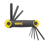STANLEY Juego 8 llaves hexagonales plegables métricas bolsillo, 2-69-264 | Mango cómodo bimaterial, acabado duradero de fosfato negro, borde biselado, almacenamiento con tamaño marcado