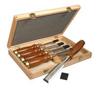 STANLEY Juego de 5 cinceles Bailey con mango de madera, anchos de 6, 10, 15, 20 y 25 mm, longitud de 125 a 160 mm, incluye estuche de madera para almacenamiento, 2-16-217