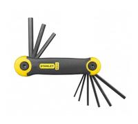 STANLEY Juego de 9 Llaves Hexagonales en Pulgadas (5/64'' - 1/4''), Cuerpo Ergonómico Recubierto de Caucho, Puntas Biseladas, Acabado en Fosfato Negro, 2-69-265