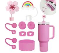 Stanley - Juego de accesorios para tazas que incluye 6 tapones de silicona a prueba de derrames, 2 tapas de popote para pajitas de 9 a 10 mm, 1 funda de silicona para vaso Stanley Cup Stanley de 40