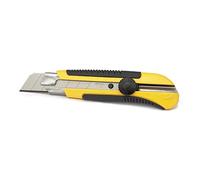 STANLEY Cutter con sistema de bloqueo 25mm, Bi-material Dynagrip, Portacuchillas, Resistente a la corrosión, Cuchilla incisora de 7 segmentos, Suministrado con 1 cuchilla, 1-10-425
