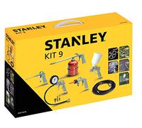 Stanley Kit de accesorios de aire comprimido 9 con inflador de neumáticos, pistola de soplado, pistola de pintura, pistola de pulverización, pistola de lavado y manguera de aire comprimido para