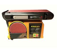 Stanley - Lijadora de banco de trabajo, 370 W, 2 en 1, disco de 150 mm, banda 100 x 914 mm, base fundida, lijado, pulido de madera y metales Stanley