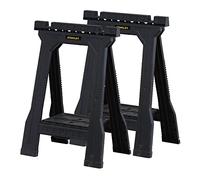 STANLEY Pack de 2 caballetes plegables Junior, ligeros y compactos, con ranura en V, patas antideslizantes y bandeja de almacenamiento, dimensiones 57,1x6,3x81,8 cm, STST1-70355