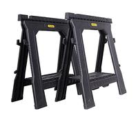 STANLEY Pack de 2 caballetes plegables, soporta 454 kg por pareja, ligeros y portátiles, ranura en V integrada, bandeja para herramientas, dimensiones 69.3x10.5x81.5 cm, STST1-70713