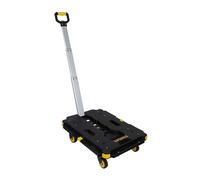 Stanley PC532 Carrito de plataforma utilitaria con capacidad de 137 kg, carrito de empuje plegable portátil de polipropileno con ruedas giratorias de 360 grados, color negro y amarillo, (62 x 45 x 173