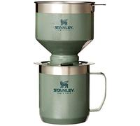 STANLEY Perfect Brew - Juego de taza de café con taza de campamento, filtro reutilizable, sin BPA, cafetera de acero inoxidable fácil de limpiar, color verde Hammertone