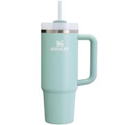 Stanley Quencher H2.0 Vaso con asa y tapa de rosca con cañita incluida, a prueba de fugas y compatible con el portavasos de coche para viajes, taza de acero inoxidable aislada para agua y más, Espuma