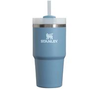 Stanley Quencher H2.0 Vaso con asa y tapa de rosca con pajita incluida, a prueba de fugas y compatible con el portavasos de coche para viajes, taza de acero inoxidable aislada para agua y más, Índigo,