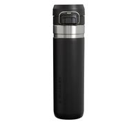 Stanley Quick Flip Go Botella 24 oz Negro 2.0 | Tapa de botón | Plegable para viajes y deportes | Botella de agua a prueba de fugas | Acero inoxidable aislado | Sin BPA