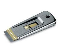 STANLEY Rascavidrios de calidad profesional, Anticorrosión y antiabrasión, Cuerpo metálico, Cuchilla rectangular y retráctil de 40 mm, Pulsador de latón, 0-28-500