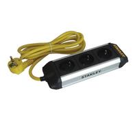 Stanley Regleta de enchufes con 3 Tomas Tipo F Schuko con Toma de Tierra, Cable H05VV-F 3G1.5 de 2 m, alargador y Distribuidor de energía para Uso Interior, Ideal para Oficina, Taller o hogar