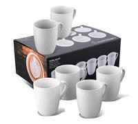 Stanley Rogers Juego de 6 tazas - Tazas de café con un moderno diseño de rombos - Material New Bone de alta calidad en colores bianco - Perfectas para café, té o cacao - 340 ml