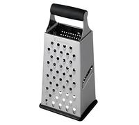 Stanley Rogers Rallador de acero inoxidable - Rallador cuadrado con base antideslizante - Rallador grueso, rallador fino, rallador y rallador - Perfecto para queso, queso parmesano y demás, 11,5 x 9 x