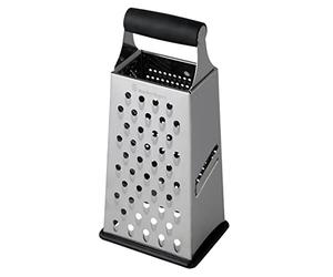 Stanley Rogers Rallador de acero inoxidable - Rallador cuadrado con base antideslizante - Rallador grueso, rallador fino, rallador y rallador - Perfecto para queso, queso parmesano y demás, 11,5 x 9 x