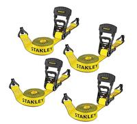 Stanley S10074 - Cinta de trincaje de sujeción de 4 cm x 4,9 m, Color Negro/Amarillo, Transporte de Carga Pesada (Resistencia a la Rotura de 1500 kg), Paquete de 4