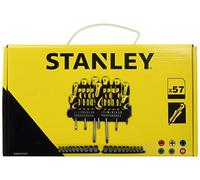 STANLEY STHT0-62143 Set de 57 Piezas, Destornilladores y Puntas de Destornillador de 25 mm, Juego de Vasos, Mangos Blandos Grandes, Hoja de Acero, Montable en Pared