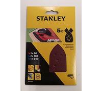 STANLEY STA31024-XJ - 5 Hojas de lija Grano Surtido. 2 x G80, 2 x G180 y 1 x G240.