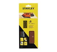 STANLEY STA31176-XJ - 5 hojas de lija perforadas. 1/3 (93 x 190mm). Grano Surtido. 3 x G60, 4 x G100 y 3 x G150.