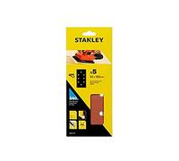 STANLEY STA31527-XJ - 5 hojas de lija perforadas. 1/3 (93 x 190mm). Grano 240. Autoadherentes. Madera, pintura, barniz, yeso, metal y plástico.