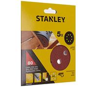 STANLEY STA32007-XJ - 5 Discos ø 115 mm. Para lijadora rotorbital. Madera, pintura, barniz, yeso, metal y plástico. Grano 80. Larga Duración.