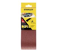 STANLEY STA33096-XJ - 3 Bandas de lija. 75 x 457 mm.Grano 60. Madera, pintura, barniz, yeso, metal y plástico. Larga Duración.