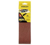 STANLEY STA33181-XJ - 3 Bandas de lija. 75 x 533 mm. Grano 40. Madera, pintura, barniz, yeso, metal y plástico. Larga Duración.