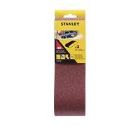 STANLEY STA33186-XJ - 3 Bandas de lija. 75 x 533 mm. Grano 60. Madera, pintura, barniz, yeso, metal y plástico. Larga Duración.