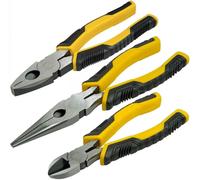 STANLEY STHT0-75094 Juego de alicates de inspección, Universal + corte diagonal + boca larga, Negro/Amarillo, Talla única