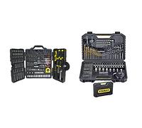 Stanley STHT5-73795 Conjunto de herramientas mixtas, Cromado, 210 Agujeros & STA7205-XJ - Juego de Brocas (Taladro, Albañilería, Metal, Madera) Acero inoxidable, Negro, 100 Piezas
