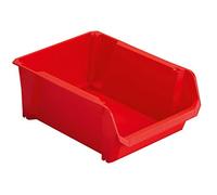 Stanley STST82742-1 - Caja de almacenamiento (4 unidades, polipropileno, resistente a los golpes, apilable, se puede montar en la pared, ideal para guardar objetos pequeños, herramientas, accesorios, etc.), 4 (33 x 23 x 16 cm), color rojo