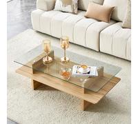 STAPERFO Mesa auxiliar rectangular de cristal transparente, mesa de centro para salón, mesa de sofá y mesa de extremo, uso interior y exterior, dimensiones 50 x 40 x 45 cm