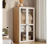 STAPERFO Perchero infantil con puertas acrílicas y estantes ajustables, armario de 2 puertas pequeño con barra para colgar, 80 x 50 x 150 cm, para habitación de niños, habitaciones de invitados y