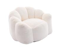 STAPERFO Puf & Sillón con diseño de loto - Silla Bean Bag Chair de felpa suave, tamaño XXL, listo para usar, para salón y dormitorio, color blanco