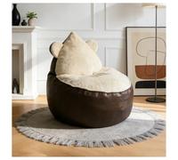 STAPERFO Sillón de suelo en forma de oso con soporte estable y funda de franela acogedora, sillón de relax para salón y habitación de los niños, cómodo sillón para adultos y familias, color marrón