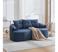 STAPERFO Sofá de 2 plazas para espacios pequeños con asiento profundo, moderno sofá de chenilla, curvado, sin montaje, espuma y núcleo de muelles ensacados, 164 x 92 x 60 cm, con 4 cojines, color azul