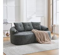 STAPERFO Sofá de 2 plazas para espacios pequeños con asiento profundo, moderno sofá de chenilla, curvado, sin montaje, espuma y núcleo de muelles ensacados, 164 x 92 x 60 cm, con 5 cojines, color gris