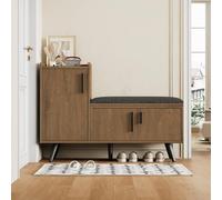 STAPERFO Zapatero banco con espacio de almacenamiento, moderno y lujoso taburete de color madera, banco acolchado con capacidad de carga 80 kg, armario de almacenamiento y muebles de pasillo que