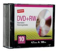 Staples 10/PK 4,7 GB DVD+RW Estuches delgados tipo joya 4X