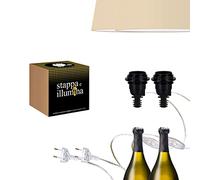 Stappa e illumina Standard x2 Convierta botellas en lámparas en 30 segundos, Botellas con orificio de 15 a 22mm Botellas Magnum Soporte de lámpara de botella E27 para kit de lámpara de botella (2 pcs)