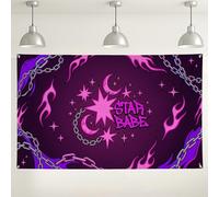 Star Babe - Fondo de pared con llama, fondo decorativo retro de melocotón violeta para fiestas, elegante suministros de cabina de fotografía para interiores y exteriores, 71 x 43 pulgadas