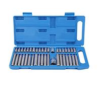 Star Bit, 40 piezas Hexstar Spline Bit Set Juego de enchufes Aleación de acero Torx Hex Spline Bit Set y 1/2 '' y 3/8 '' Drive Adaptador con estuche portátil